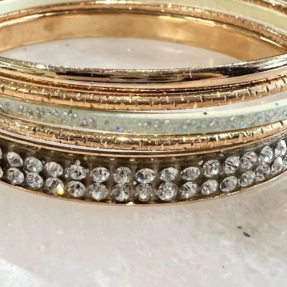 Girls Golden and Glitter Bangle Bracelet Stack